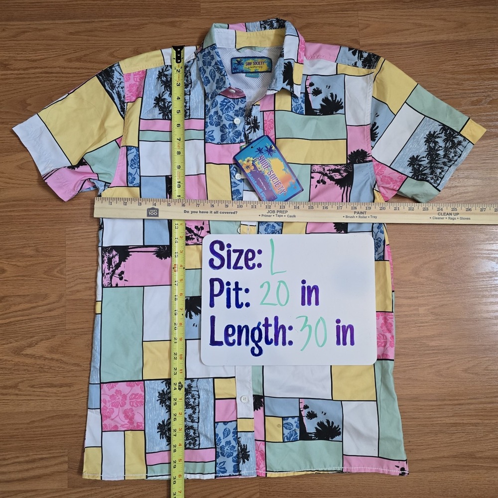 NWT Surf Society‎ Men Sz L Hawaiian Shirt Tropical UV Protect Lightweight Soft - Picture 9 of 9